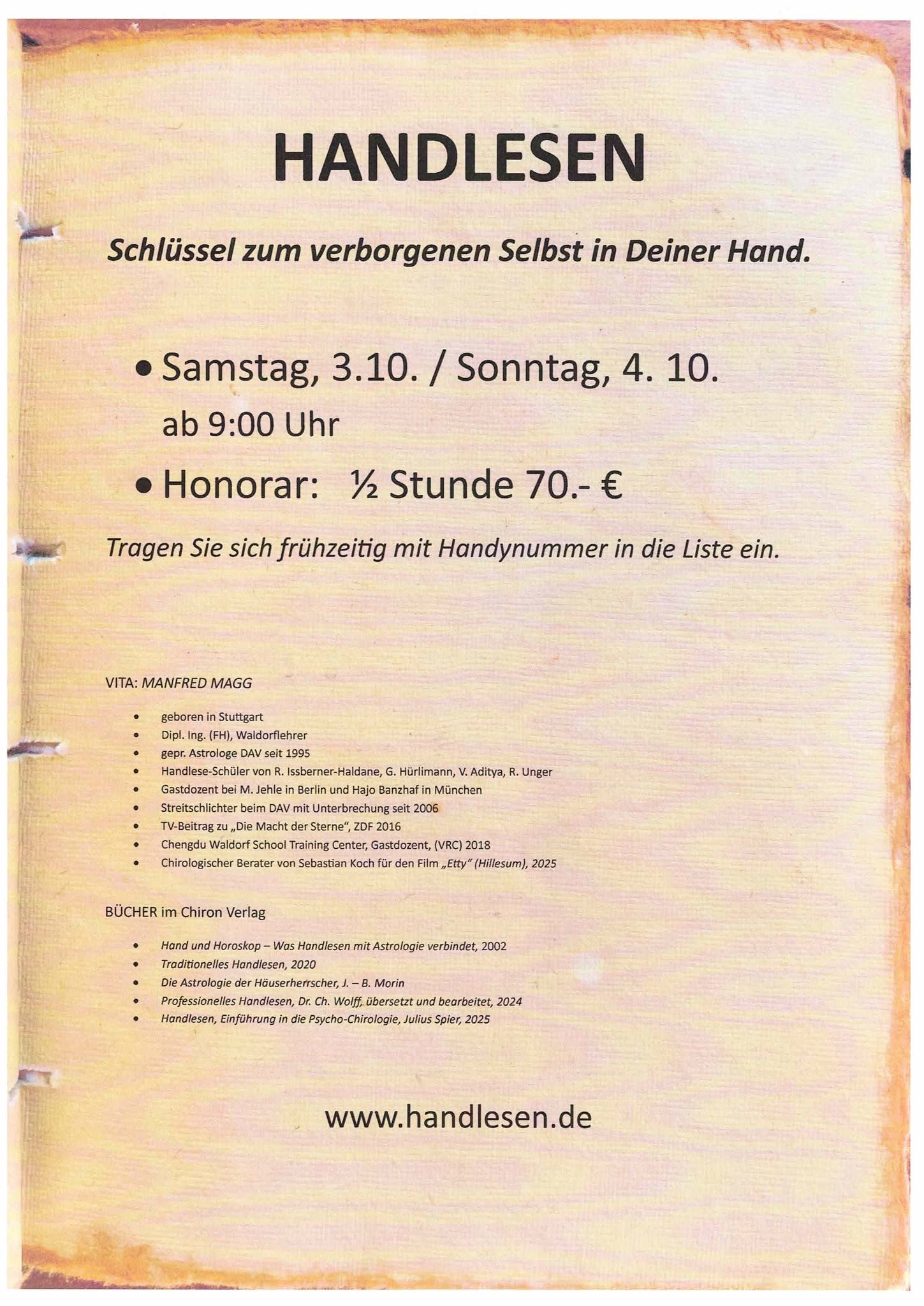 Handlesen in Bad Kissingen 2026